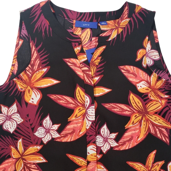 Apt 9 NWT Floral Pleat Back Button Down Sleeveless Shirt Size XS - Picture 2 of 13